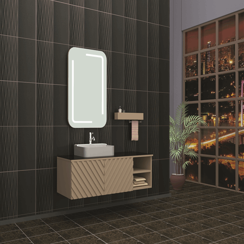 Koton Latte rengi 100 cm'lik banyo dolabı