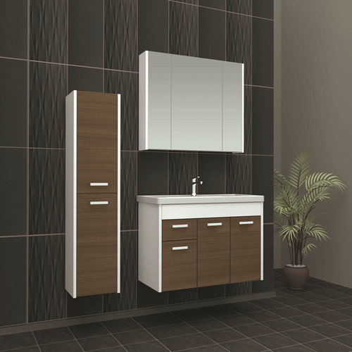 Elegan 100 Cm Banyo Dolabı - Duman Meşe Rengi
