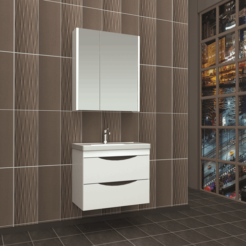 Erguvan 80 Cm Banyo Dolabı - Beyaz Lake Kapak
