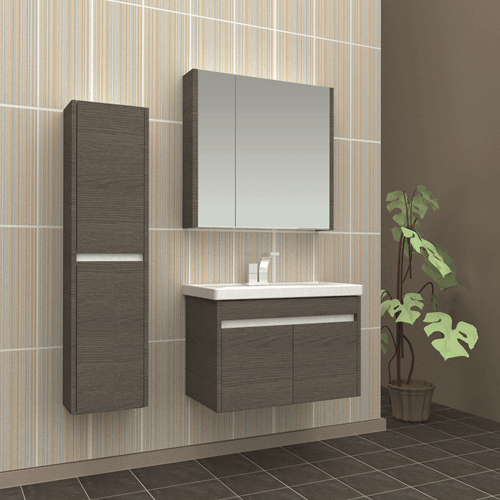 Firdevs 80 Cm Banyo Dolabı - Antrasitmeşe Renk