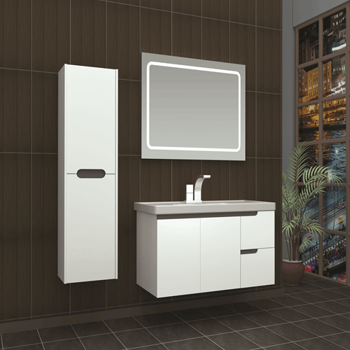 Selçuk 100 Cm Banyo Dolabı - Led Aydınlatmalı - Beyaz