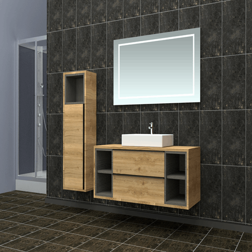 Vezir 120 Cm Banyo Dolabı - Led Aynalı - Renk Anita